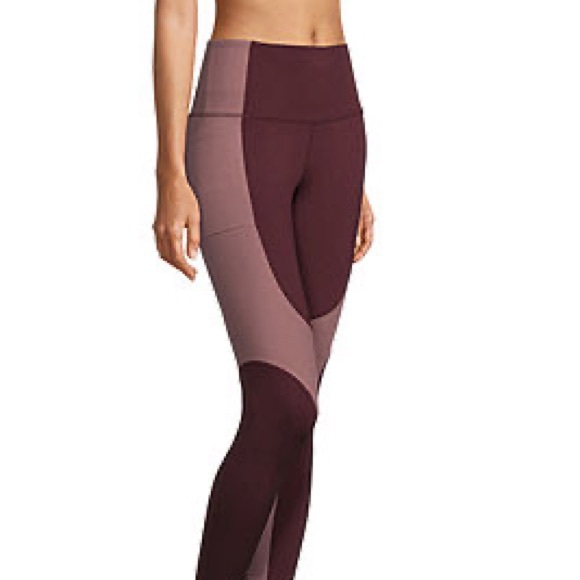 nwt S-XL Quick Dry coordinate jersey stretch leggings or top Burgundy Rose Taupe - Picture 3 of 16